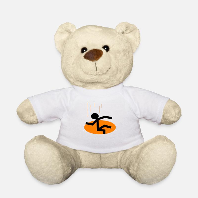 Stickman tombe dans le trou - Nounours - blanc