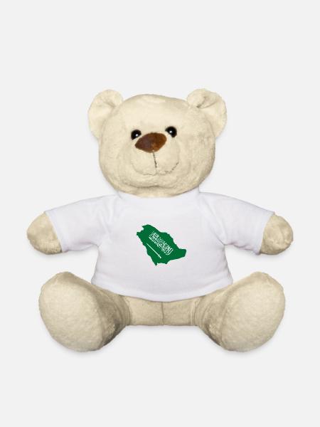 Saudi-Arabien Karte und Flagge - Teddy - Weiß