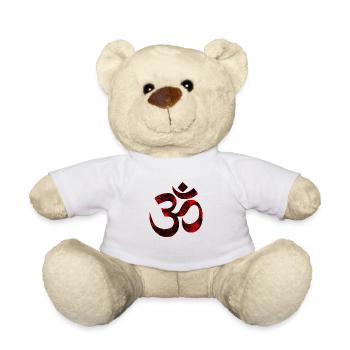 Rotes OM, Om, Hindu Om, Om Symbol, Aum, OM - Teddy - Weiß - Vorne