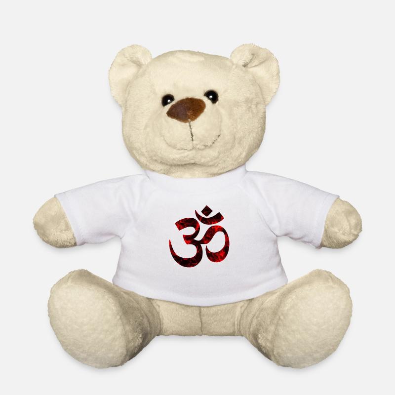 Rotes OM, Om, Hindu Om, Om Symbol, Aum, OM - Teddy - Weiß