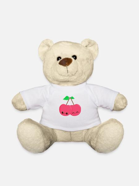 Kawaii cherries couple - Teddy Bear - white