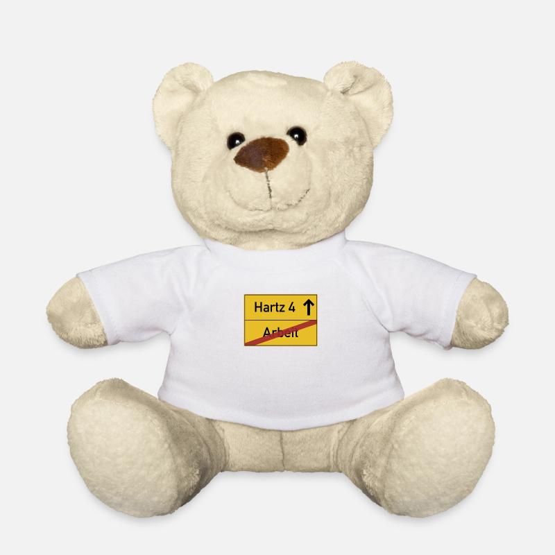Arbeit zu Ende - Hartz 4 Ortsschild - Teddy - Weiß