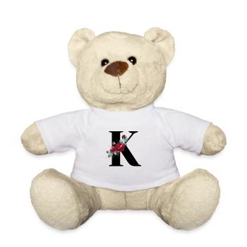 lettre k fleuris - Nounours - blanc - Devant