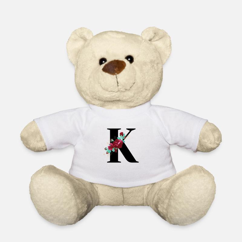 floral k letter - Teddy Bear - white