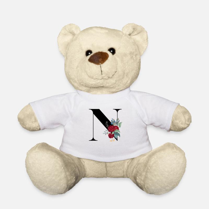 lettre N fleuris - Nounours - blanc
