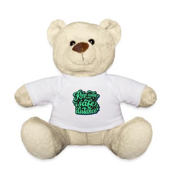 garder calme et une distance sûre! - Nounours - blanc - Devant