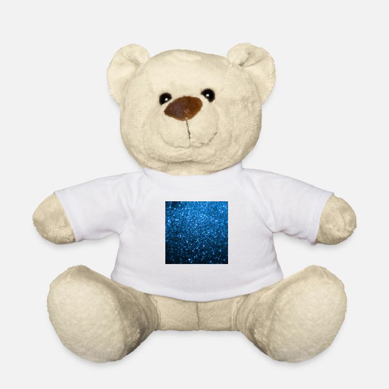 Funkelnder blauer Glitter - Teddy - Weiß