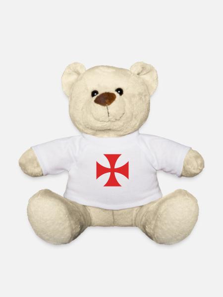 Templar Cross - Teddy Bear - white