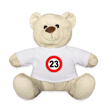 23rd birthday - 23rd - celebration - street sign - ski - Teddy Bear - white - Front