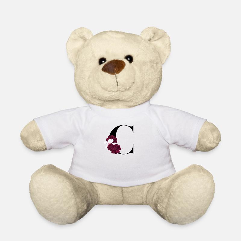 lettre C fleuris - Nounours - blanc