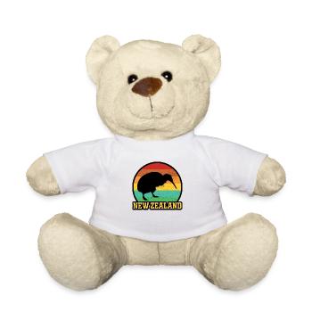 Neuseeland Kiwi - Retro Sonnenuntergang - Teddy - Weiß - Vorne