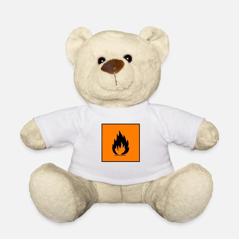 Avertissement de danger inflammable, danger inflammable - Nounours - blanc