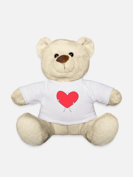 Süßes Männchen mit Herz in den Händen - Teddy - Weiß
