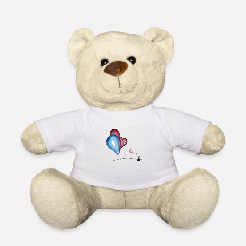 Balloon in the wind - Teddy Bear - white