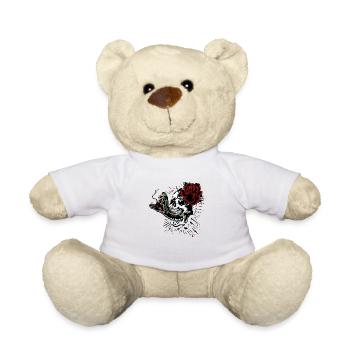 pink head of death flower skull snake cobra tattoo - Teddy Bear - white - Front