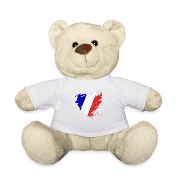 France Tricolor Paris Grunge Heart Football Goal - Teddy Bear - white - Front