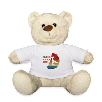 Vintage Climb Like A Girl | Girl Rock Climbing - Teddy Bear - white - Front