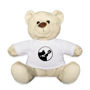 Tombe en bas du vase de fleurs chat - Nounours - blanc - Devant