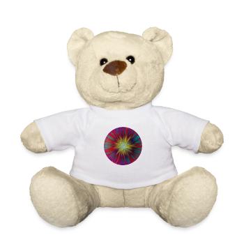 Vert Bleu Rouge Jaune Abstrait Fleur - Nounours - blanc - Devant