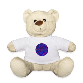 Abstract Blue and Red Flower Motifs - Teddy Bear - white - Front