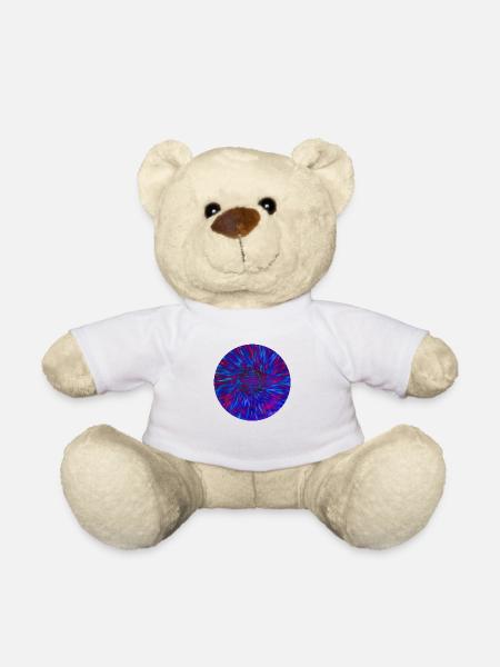 Motifs abstraits de fleurs bleues et rouges - Nounours - blanc