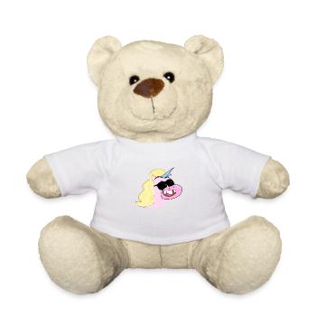 cool unicorn head cool symbol sunglasses - Teddy Bear - white - Front