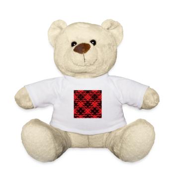 Motif de buffle de flanelle rouge et noir - Nounours - blanc - Devant