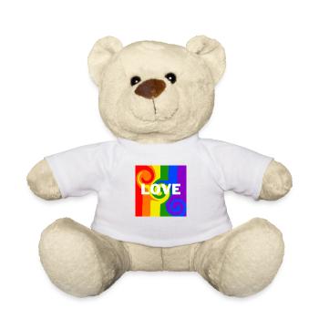 Logo «LOVE», coloré et liquéfié - Nounours - blanc - Devant