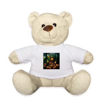 Halloween cottage in dark forest - Nounours - blanc - Devant