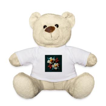 Embroidered flowers 3d - Teddy Bear - white - Front