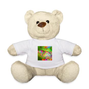 Beautiful, rainbow holographic effect butterfly - Teddy Bear - white - Front