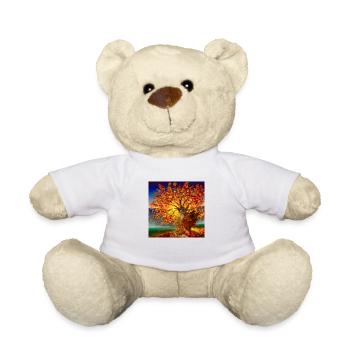 Baum des Lebens 17 gelborange Sonne mit Märchen - Teddy - Weiß - Vorne