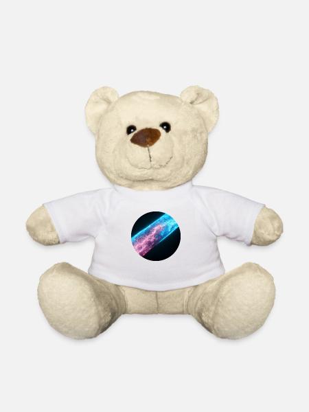 Blitz in roter und blauer Farbe - Teddy - Weiß