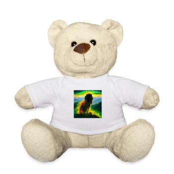 Rastafari lion on mountain in Jamaica AI painting - Teddy Bear - white - Front