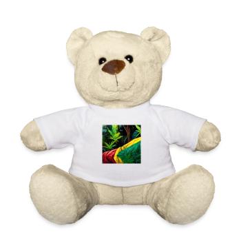 Rastafari smoking weed in the jungle AI painting - Teddy Bear - white - Front