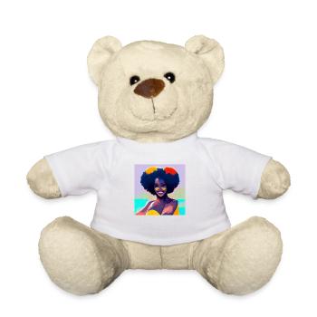 Schönes Afro -Mädchen Im Bikini - Teddy - Weiß - Vorne