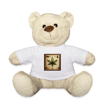 Cannabisblatt Leonard Da Vinci Slketch - Teddy - Weiß - Vorne