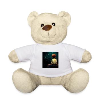 Kleiner Junge, Der Am Rande Des Universums Sitzt - Teddy - Weiß - Vorne