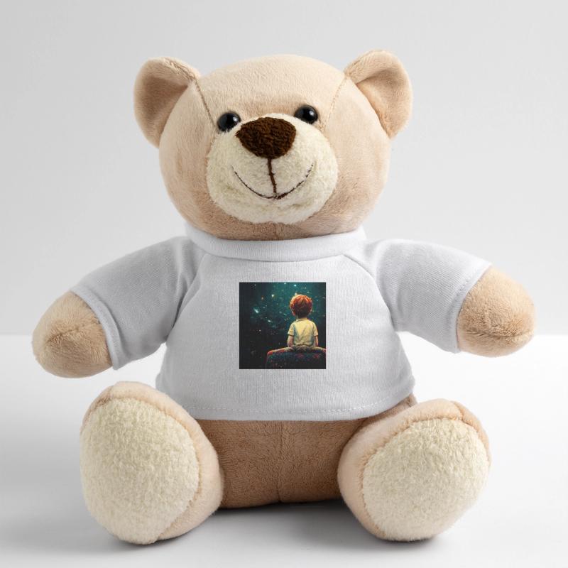 Kleiner Junge, Der Am Rande Des Universums Sitzt Teddy