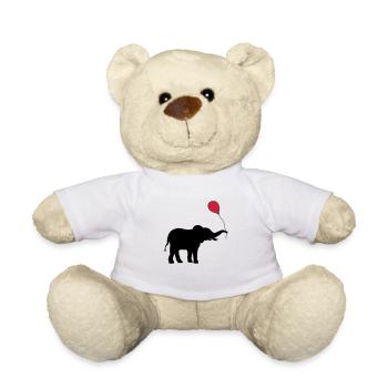 Roter Luftballon Elefant Geschenk - Teddy - Weiß - Vorne