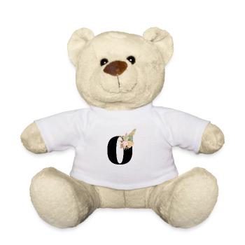 letter O flowers - Teddy Bear - white - Front