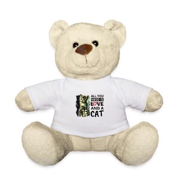 All You Need Is Love And A Cat - Teddy Bear - white - Front