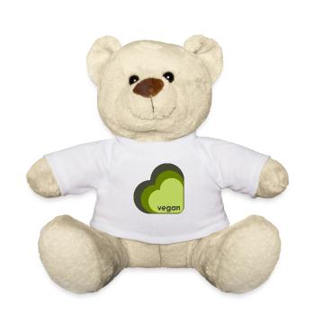 Grünes veganes Herz drei Farben - Teddy - Weiß - Vorne