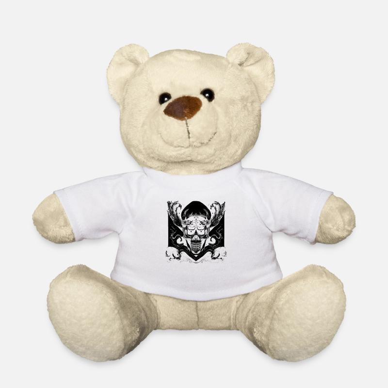 Halloween or horror skull with ornaments - Teddy Bear - white