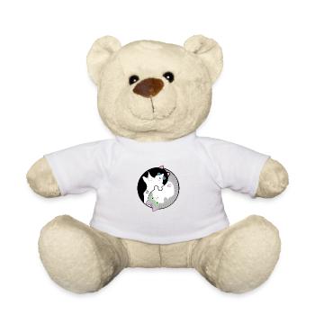 Schwarz-weiße und grau-getigerte Katzen Yin-Yang - Teddy - Weiß - Vorne