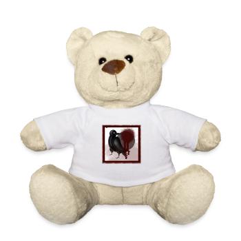 Dark Raven Jackdaw Bird in Black - Teddy Bear - white - Front