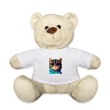 Katze mit Brille - Teddy - Weiß - Vorne