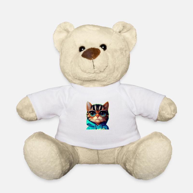 Cat with glasses - Teddy Bear - white