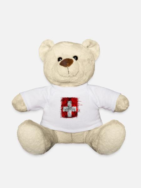 Drapeau de la Suisse - Nounours - blanc