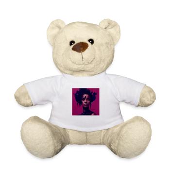 Beaux motifs de portrait africain femme noir rouge - Nounours - blanc - Devant